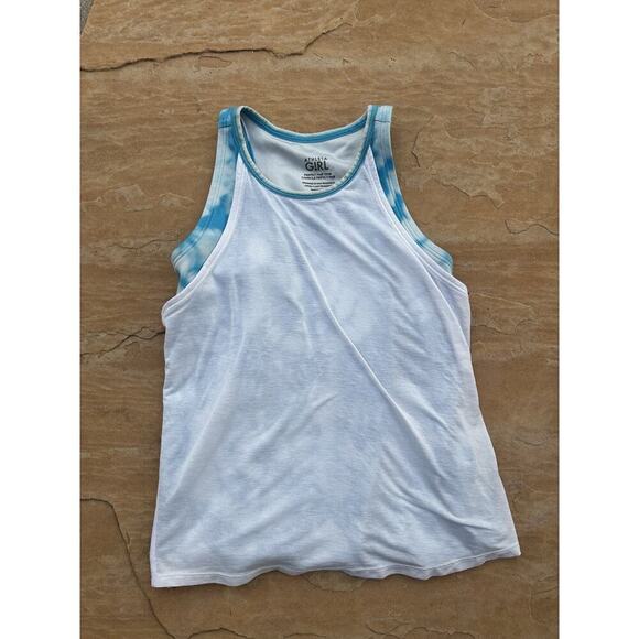 Athleta Girl Size 7 Perfect Pair Tank White/Multicolored Layered Racerback - Picture 1 of 3